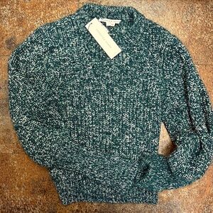 NWT Veronica Beard Roopa Sweater Teal and White Knit Sweater nwt sz l